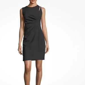 Elie Tahari Clarette sleeveless shoulder slit black cocktail dress size 8